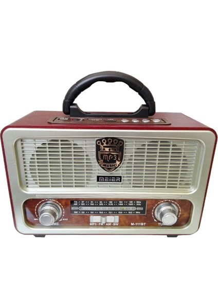 M111Bt Şarjlı Nostaljik Radyo Bluetootlu,Kumandalı Usb,Sd