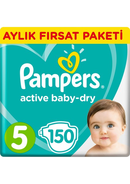 Bebek Bezi Aktif Bebek 5 Beden Junior Aylık Fırsat Paketi Paket 150 Adet