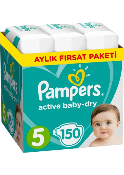 Bebek Bezi Aktif Bebek 5 Beden Junior Aylık Fırsat Paketi Paket 150 Adet fiyatları