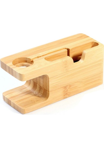 Apple Watch Ve iPhone İçin Bambu Masaüstü Dock Şarj Standı