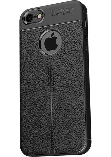 Apple iPhone 6/6S Leather Effect TPU Silikon Kılıf + Tempered Cam