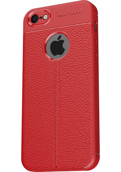 Apple iPhone 6/6S Leather Effect TPU Silikon Kılıf + Tempered Cam