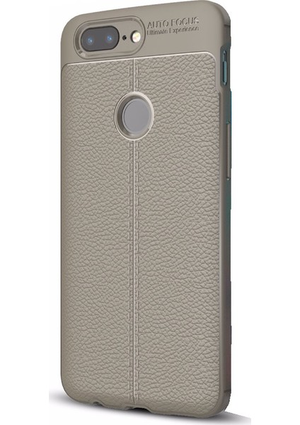 Oneplus 5 Leather Effect TPU Silikon Kılıf + Tempered Cam