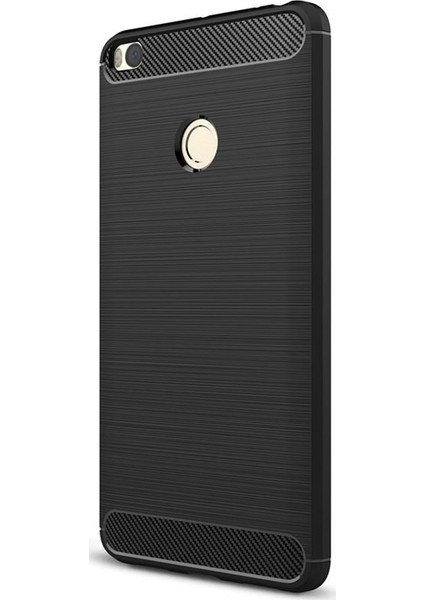 Xiaomi Mi Max 2 Brushed Carbon Silikon Kılıf + Tempered Cam