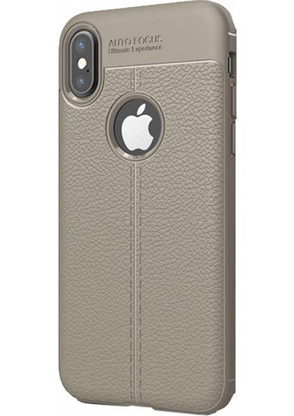 Apple iPhone X Leather TPU Silikon Kılıf + Tempered Cam