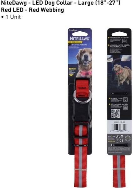 NiteDawg LED Dog Collar-LG-Red LED Işıklı Köpek Tasması
