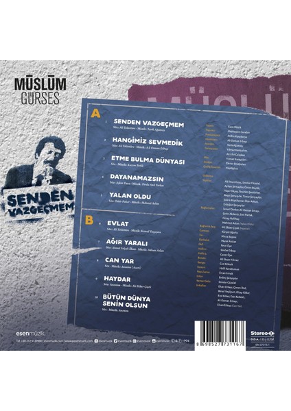 Müslüm Gürses - Senden Vazgeçmem (Plak)