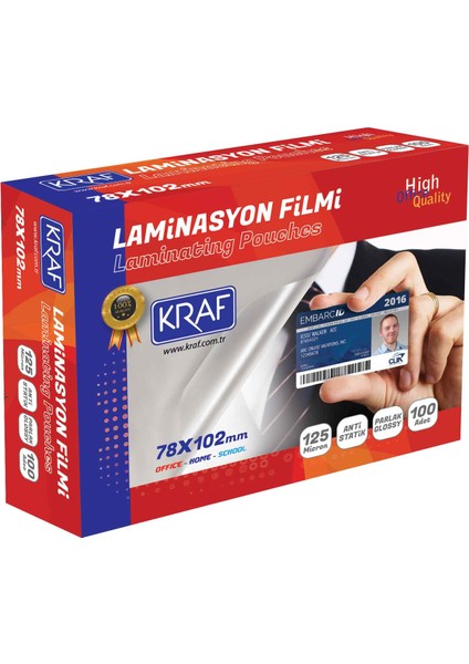 Laminasyon Filmi 78X102Mm 125Mic 100Lü 2127