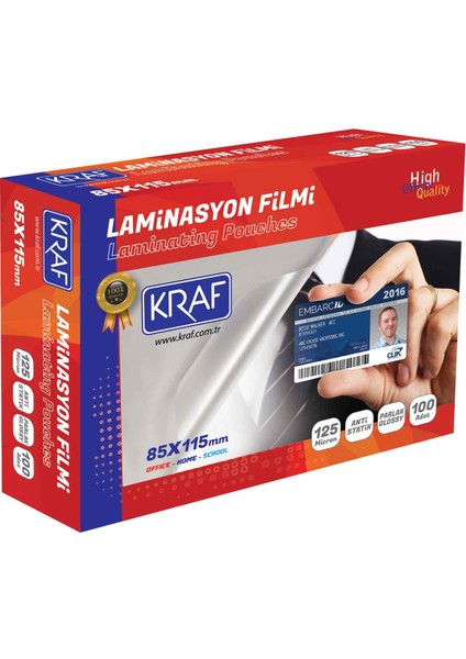 Laminasyon Filmi 85X115Mm 125Mic 100Lü 2128