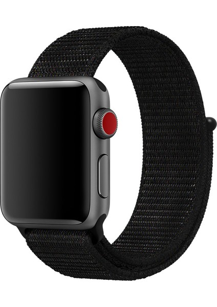 Apple Watch Seri 7/6/SE/5/4 Koyu Siyah Spor Loop Kordon - 45mm 44mm 42mm Uyumlu