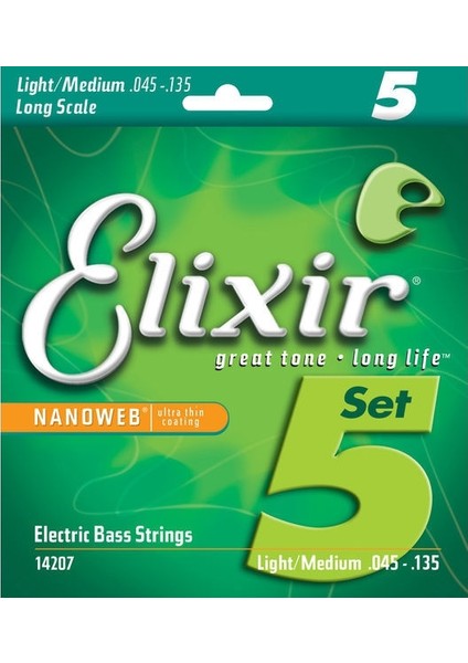 14207 Nanoweb Light Medium 5 Telli Bas Gitar Teli (45-135)