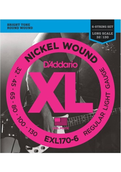 EXL170-6 Long Scale 6 Telli Bas Gitar Teli (032-130)
