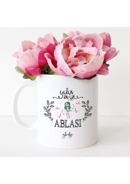 Kişiye Özel Yılın En İyi Ablası Beyaz Kupa Bardak - 1