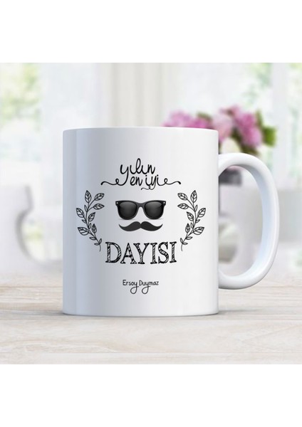 Kişiye Özel İsim Yazılı Yılın En İyi Dayısı Beyaz Kupa Bardak
