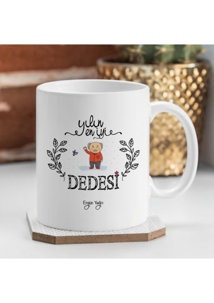 Kişiye Özel İsim Yazılı Yılın En İyi Dedesi Beyaz Kupa Bardak