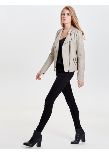 Kadın 15102997 Ava Faux Leather Biker Otw Noos Ceket Pure Cashmere indirimleri