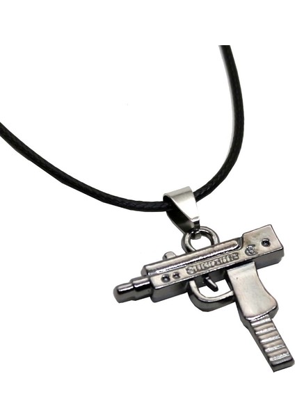 Uzi Model Metalik Gri Renk Kolye