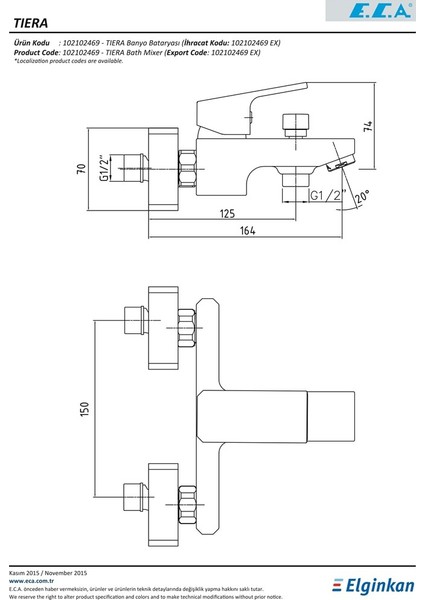 Eca Tiera Lavabo Bataryası 20 Yıl Garanti 102108989