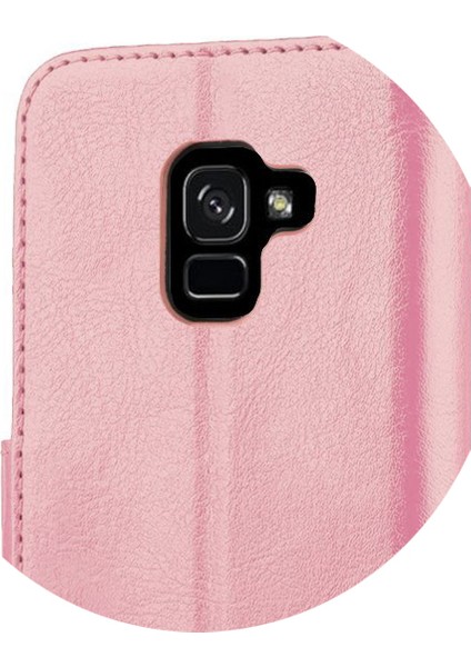 Case 4U Samsung Galaxy A8 (2018) Gizli Mıknatıslı Cüzdan Delux Kılıf - Siyah