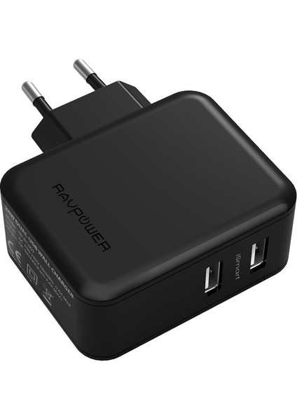 Duvar Şarj Cihazı 2xUSB - 4800 mA - Siyah