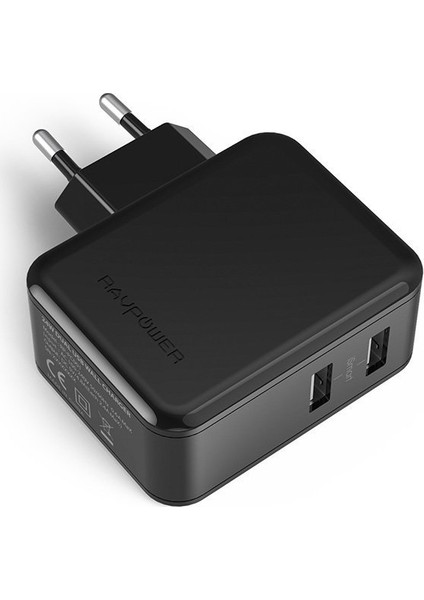 Duvar Şarj Cihazı 2xUSB - 4800 mA - Siyah