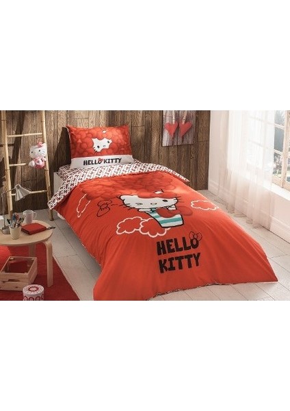 Lisanslı Tek Kişilik Nevresim Takımı Hello Kitty Bow