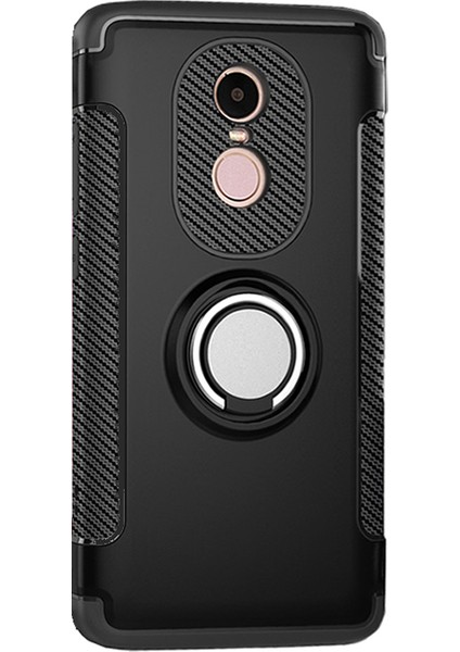 Xiaomi Redmi Note 4X Yüzük Standlı Armor Silikon Kılıf + Tempered Cam