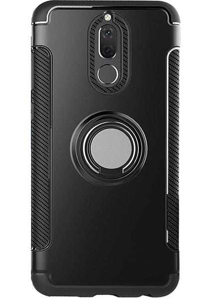 Huawei Mate 10 Lite Yüzük Standlı Armor Silikon Kılıf + Tempered Cam