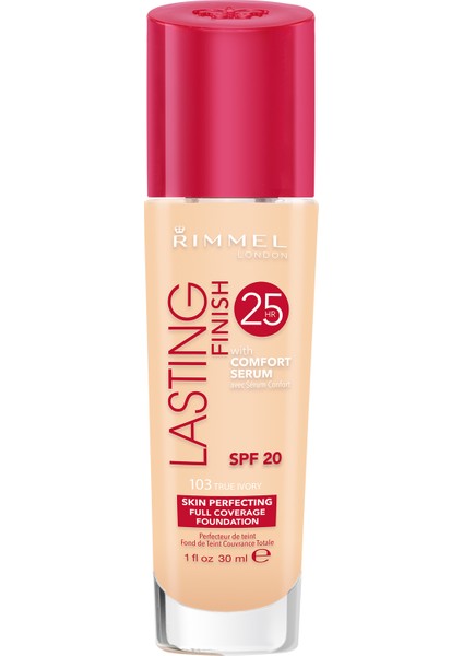 Lasting Finish Fondöten 103 ''True'' Ivory SPF 20 Pürüzsüz ve Doğal Görünüm 30 ml