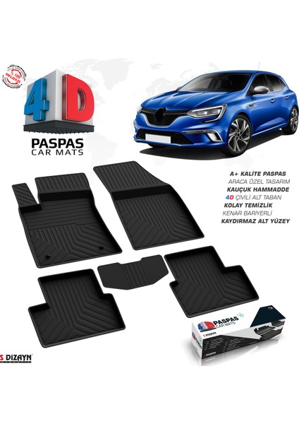 Renault Megane 4 HB 4D Havuzlu Paspas 2016-2020 A+Kalite