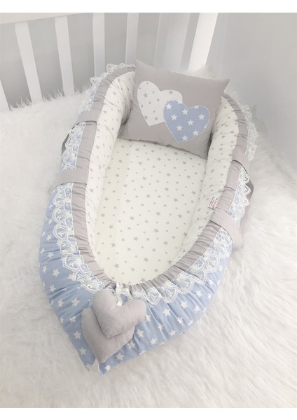 Jaju Baby Babynest Mavi Yıldızlı Lüx Baby Nest