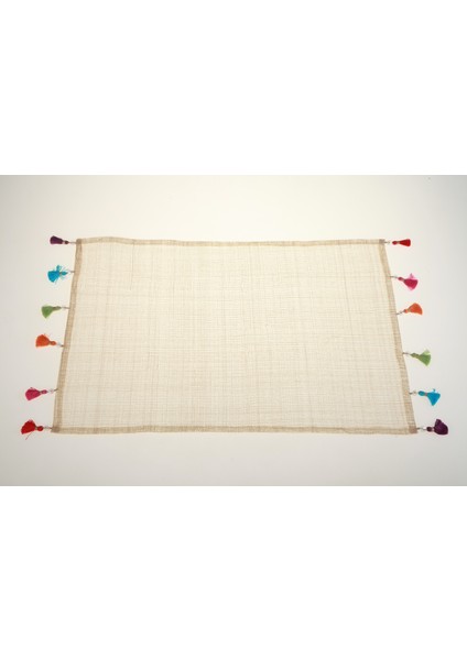 Amerikan Servis, Sinamay Hasır Doğal Malzeme, Yaz Renkleri Püsküllü, 33*48 cm 2 Lİ SET OLARAK SATILMAKTADIR.