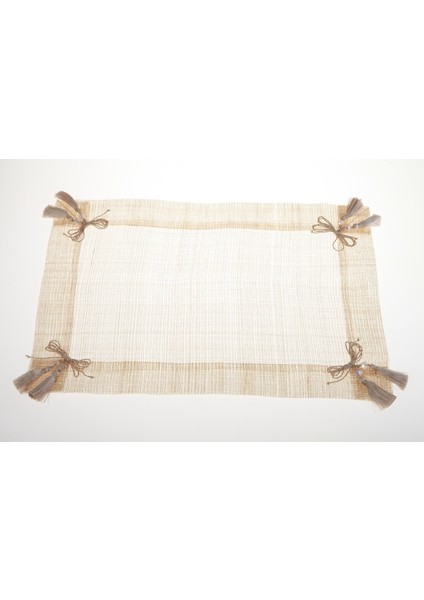 Amerikan Servis, Sinamay Hasır Doğal Malzeme, Fildişi Fiyonklu, 33*48 cm 2 Lİ SET OLARAK SATILMAKTADIR
