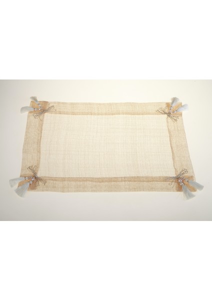 Amerikan Servis, Sinamay Hasır Doğal Malzeme, Bej Fiyonklu, 33*48 cm 2 Lİ SET OLARAK SATILMAKTADIR.