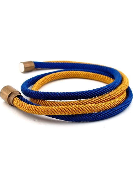 Sarı Lacivert İki Sıra Sarma Metal Klips Erkek Bileklik Bt443 fiyatları