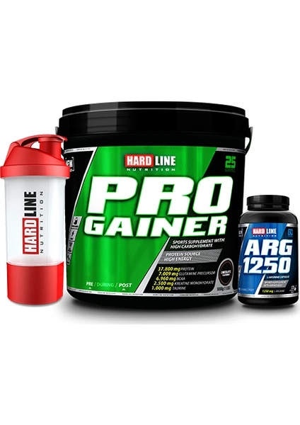 Hardline Nutrition Progainer Çikolata 5000 Gr + Arg 1250 120 Kapsül + Shaker