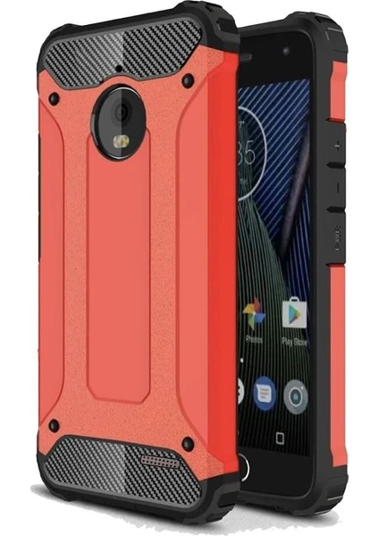 Case 4U Lenovo Moto E4 Kılıf Çift Katmanlı Tank Kapak Kırmızı