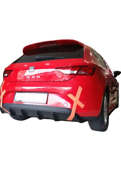 Seat Leon MK3 5F 2013 - 2016 Style Custom Arka Tampon Eki - Difüzör (Plastik)