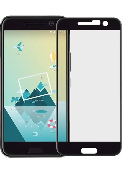 HTC M10 Tam Kaplayan Çerçeveli Tempered Cam Koruma