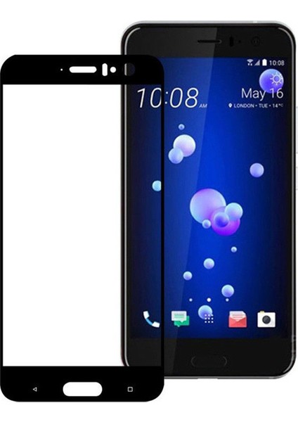 HTC U11 Tam Kaplayan Çerçeveli Tempered Cam Koruma