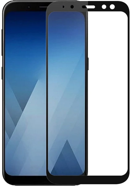 Samsung Galaxy A8 2018 Tam Kaplayan Çerçeveli Tempered Cam