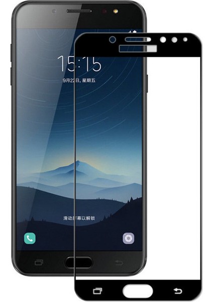 Samsung Galaxy C8 Tam Kaplayan Çerçeveli Tempered Cam Koruma