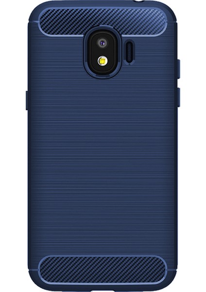 Samsung J2 Pro 2018 Brushed Carbon Fiber Silikon Kılıf + Tempered Cam