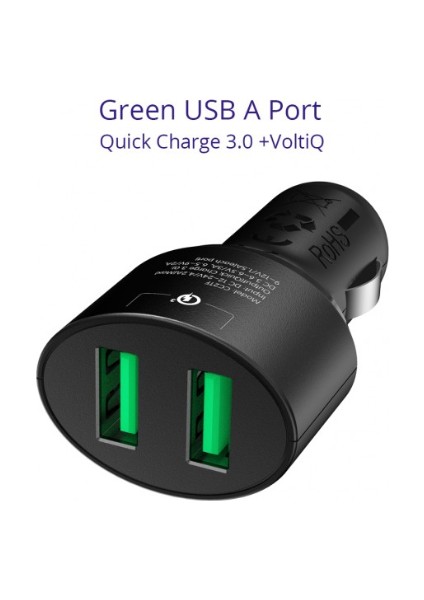 CC2TF Çift USB Çıkışlı Qualcomm QC 3.0 Araç Şarj Cihazı