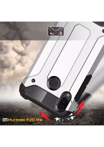 Huawei P20 Lite Kılıf Rugged Armor Gümüş