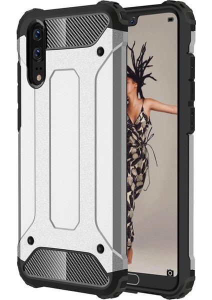 Huawei P20 Kılıf Rugged Armor Gümüş