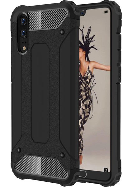 Huawei P20 Kılıf Rugged Armor Siyah