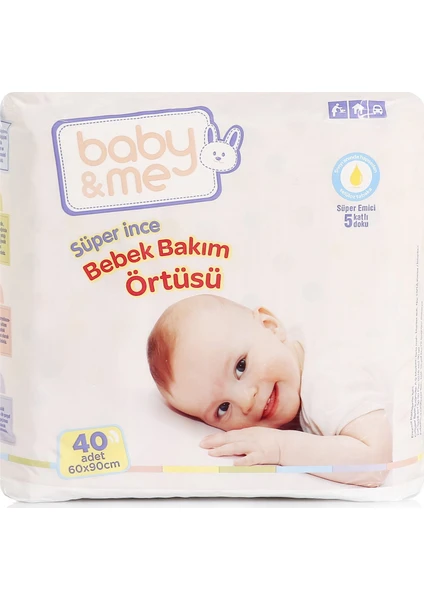 Baby&Me Süper İnce Alt Değiştirme Örtüsü 60 x 90 cm 40 Adet