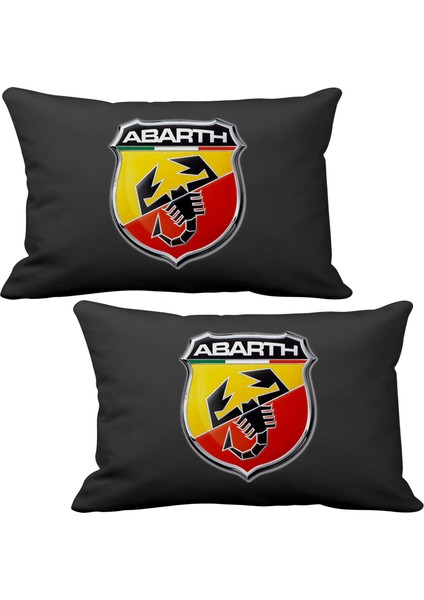 Abarth Egzos Fiat 2 li Lüks Araç Boyun Yastığı Siyah ve Ahşap Logo Anahtarlık
