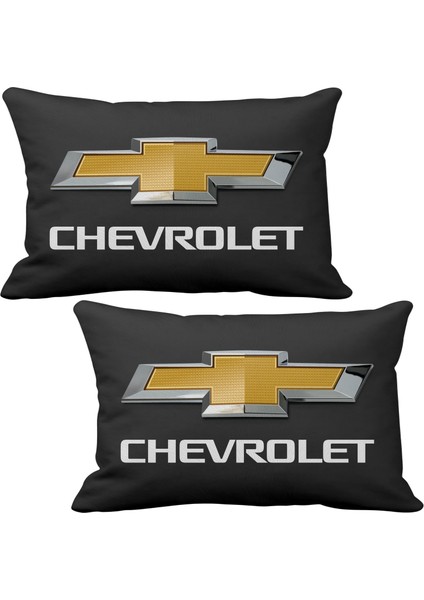 Chevrolet 2 li Lüks Araç Boyun Yastığı Siyah ve Ahşap Logo Anahtarlık